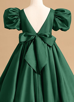 Azazie Jellybean vestidos de niña de las flores Vestido de Verde Oscuro de Satin Mate de Princesa con Volante image5