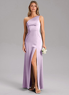 Azazie Feby Jurken voor bruidsmeisjes Jurk van Stretch Satijn met A-Lijn One-Shoulder Frosted Lila image3