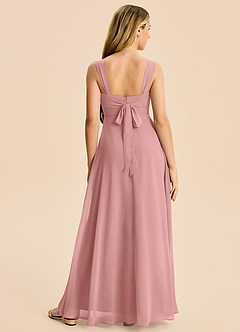 Azazie Elsie Junior Vestido de Rosa Polvorienta de Gasa de Corte en A con Escote de Corazón image2