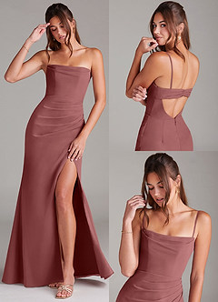 Azazie Leonis Bridesmaid Dresses Amethyst Sheath Strapless Chiffon Convertible Dress image9