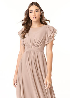 Azazie Daphne Modest Bridesmaid Dresses A-Line Ruffled Chiffon Floor-Length Dress image4