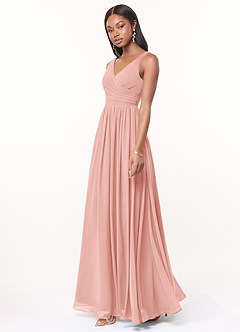 Azazie Keyla Bridesmaid Dresses Rosette A-Line V-Neck Pleated Chiffon Dress image3