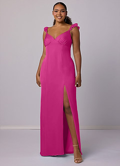 Barbie ♥ Azazie Bridesmaid Dresses Fuchsia Sheath Stretch Satin Dress image18
