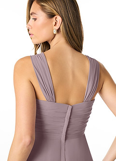 Azazie Kaitlynn Bridesmaid Dresses Dusk Empire Ruched Chiffon Convertible Dress image7