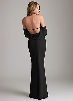 Azazie Lusinda At-home Try On Dresses Black Mermaid Off the Shoulder Chiffon Convertible Dress image2