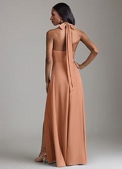 Azazie Tracie Bridesmaid Dresses Bronzer A-Line Side Slit Stretch Satin Dress image2