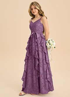 Azazie Peyton Junior Wisteria A-Line Pleated Floral Burnout Dress image5