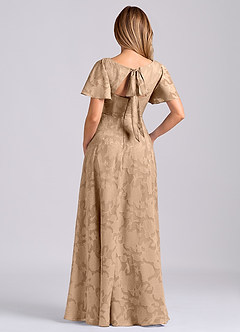 Azazie Kimber 신부 들러리 드레스 A라인 포켓이 있는 플로럴 번아웃 바닥 길이 드레스 image8