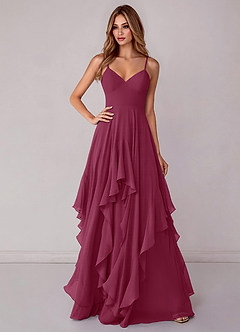 Azazie Zaina Bridesmaid Dresses Mulberry A-Line Chiffon Dress image1
