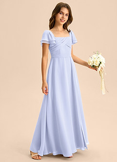 Azazie Azey Junior Lavender A-Line Ruched Chiffon Dress image5