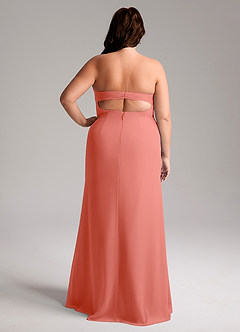 Azazie Leonis Bridesmaid Dresses Salmon Pink Sheath Strapless Chiffon Convertible Dress image10