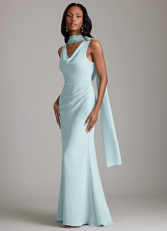 Azazie Linelle Bridesmaid Dresses Mist Mermaid Pleated Chiffon Dress image4