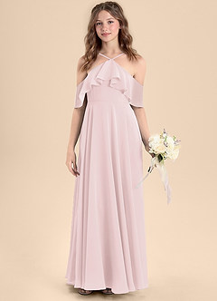 Azazie Tessabelle Junior Vestido de Rosa Rubor de Gasa de Corte En A con Vestidos sin tirantes image4