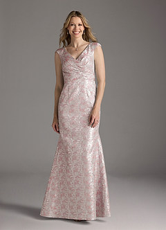 Azazie Elanor Abiti per la Madre della Sposa Abito Sirena in Jacquard 1 Plissettato Rosa Polverosa image2