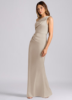 Azazie Akilah Brudtärnklänningar Klä av Sjöjungfru i Stretch Satin Ena axeln Frost image5