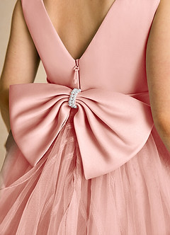 Azazie Pear Blumenmädchenkleider Ballkleid Schleifen Tüll Kleid Rosettenrosa image6