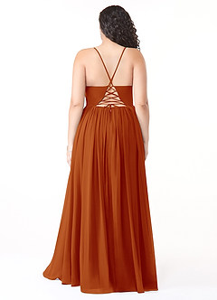 Azazie Aaida Bridesmaid Dresses Paprika A-Line Corset Chiffon Dress image8