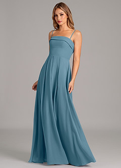 Azazie Lucienne 신부 들러리 드레스 A라인 스트랩리스 쉬폰 바닥 길이 드레스 image6