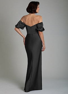 Azazie Lea Bridesmaid Dresses Black Mermaid Off the Shoulder Stretch Satin Convertible Dress image6