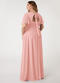 Azazie Kimber Bridesmaid Dresses Rosette A-Line Flounce Sleeve Chiffon Dress image8