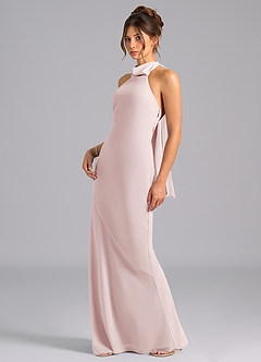 Azazie Velli Bridesmaid Dresses Blushing Pink Mermaid Bow Chiffon Dress image1