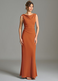 Azazie Kieryn Bridesmaid Dresses Cinnamon Mermaid Pleated Chiffon Dress image5
