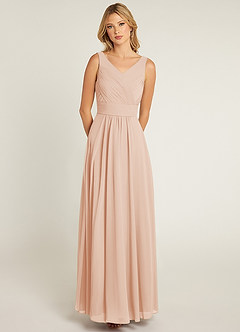 Azazie Pierrette Abiti da Damigella Abito A-Line in Chiffon Plissettato Rosa Inglese image1