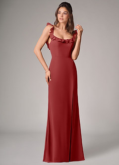 Azazie Callie Bridesmaid Dresses Rust Mermaid Side Slit Chiffon Convertible Dress image3