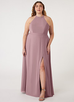 Azazie Clarice Brautjungfernkleider A-Linie Halter Chiffon Kleider Altrosa image8
