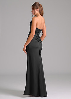 Azazie Lucille Bridesmaid Dresses Black Mermaid Strapless Stretch Satin Convertible Dress image4