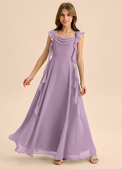 Azazie Carmin Junior Klä av A-Line i Chiffong Rynkad image1