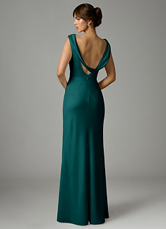 Azazie Kieryn Robes de demoiselle d'honneur Robe Sirène en Satin extensible Plissée Paon image5