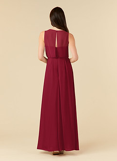 Azazie Marchioness Mother of the Bride Dresses Burgundy A-Line Scoop Pleated Chiffon Dress image2
