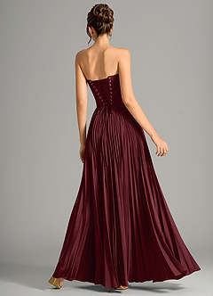 Azazie Saedra Bridesmaid Dresses Cabernet A-Line Corset Stretch Satin Dress image6