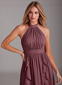 Azazie Avary Bridesmaid Dresses Sangria A-Line Pleated Chiffon Dress image6