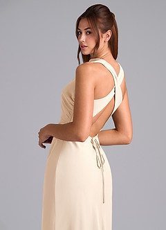 Azazie Evadne Bridesmaid Dresses White Alabaster A-Line Pleated Chiffon Dress image8