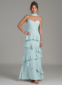 Azazie Imani Bridesmaid Dresses Mist A-Line Ruched Chiffon Dress image5