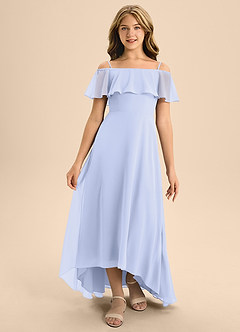 Azazie Maggie Junior A-Linie Schulterfrei Chiffon Kleid Lavendel image5