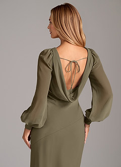 Azazie Rylina Bridesmaid Dresses Willow Green Mermaid Long Sleeve Chiffon Dress image2