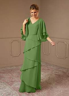 Azazie OHara Mother of the Bride Dresses Basil A-Line V-Neck Chiffon Dress image3