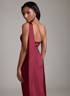 Azazie Juniper Brudtärnklänningar Klänning av Sjöjungfru i Stretch Satin One-shoulder Bourgogne image2