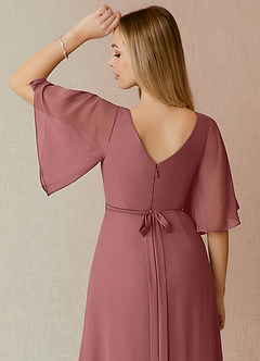 Azazie Cierra Bridesmaid Dresses Amethyst A-Line V-Neck Chiffon Dress image8