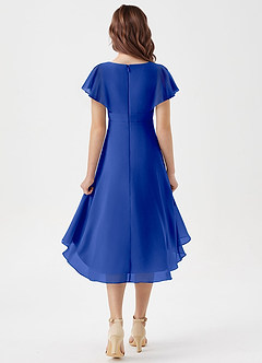 Azazie Graciela Junior Royal Blue A-Line Pleated Chiffon Dress image2