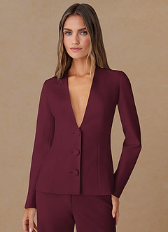 front Elara Borgogna Blazer su misura in tessuto raffinato