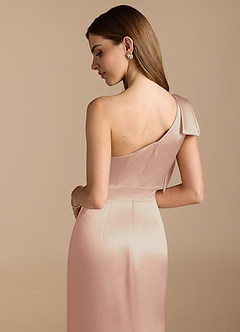 Azazie Rinna Bridesmaid Dresses English Rose Mermaid Ruched Metallic Satin Dress image2