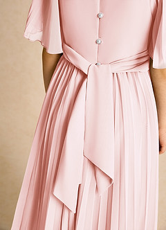 Azazie Gisele Flower Girl Dresses Blushing Pink A-Line Pleated Chiffon Dress image7