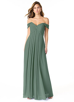 Azazie Kaitlynn Bridesmaid Dresses Eucalyptus Empire Ruched Chiffon Convertible Dress image1
