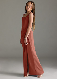 Azazie Mero Junior Auburn Mermaid Pleated Stretch Satin Dress image4