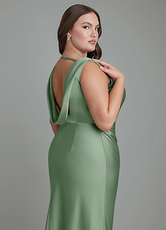 Azazie Kieryn Bridesmaid Dresses Matcha Mermaid Pleated Stretch Satin Dress image13