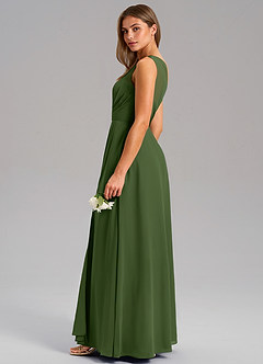 Azazie Phaedra Bridesmaid Dresses Olive A-Line One Shoulder Chiffon Dress image6